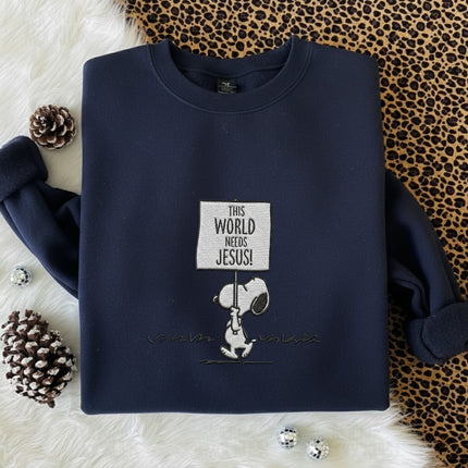This World Needs Jesus Embroidered Sweatshirt