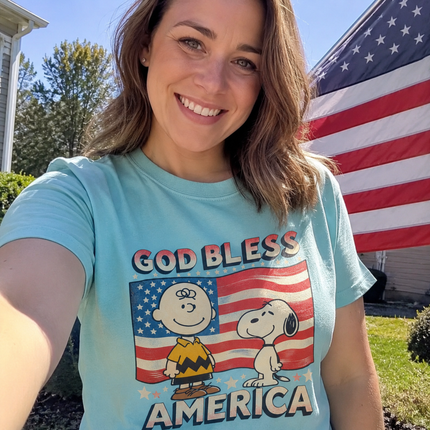 Comfort Colors God Bless America Retro Patriotic Friends T-Shirt
