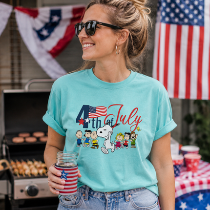 Comfort Colors 4th of July Patriotic Snoopy Friends Parade T-Shirt
