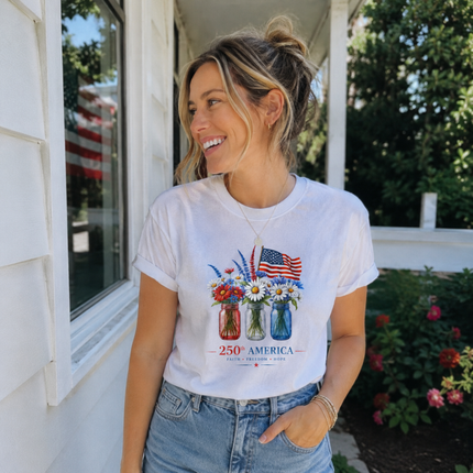 Comfort Colors 250th America Faith Freedom Hope Mason Jars T-Shirt