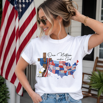 Comfort Colors One Nation Under God Christian Patriotic Map T-Shirt