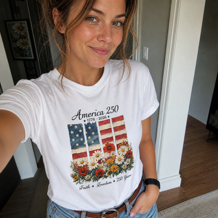 Comfort Colors America 250 Faith & Freedom Floral T-Shirt