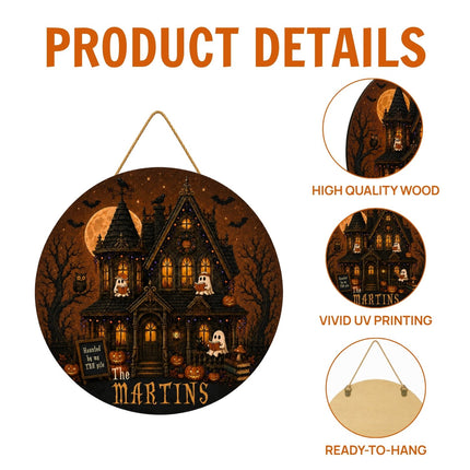 Personalized Reading Haunted House Door Sign