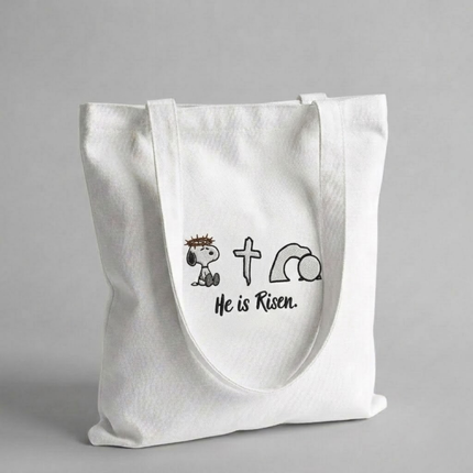 He is Risen Embroidered Tote Bag