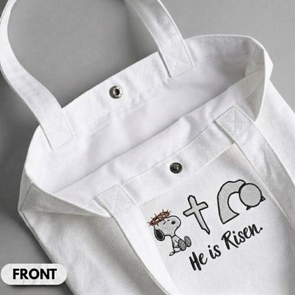 He is Risen Embroidered Tote Bag