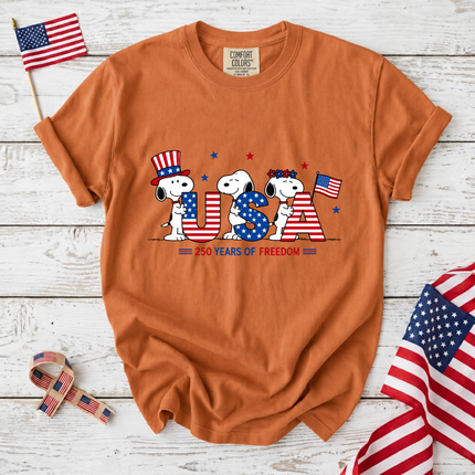 Comfort Colors USA 250 Years of Freedom Patriotic Puppies T-Shirt