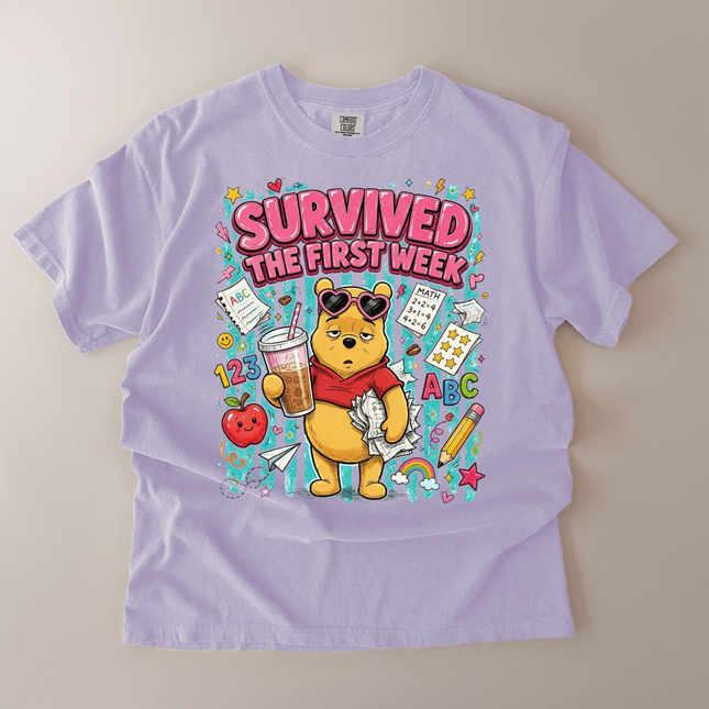Comfort Colors Survived The First Week Pooh T-Shirt