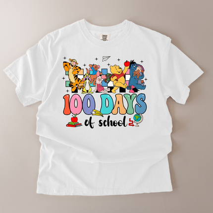 Comfort Colors 100 Days Of School Pooh and Friends T-Shirt