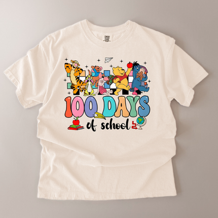Comfort Colors 100 Days Of School Pooh and Friends T-Shirt
