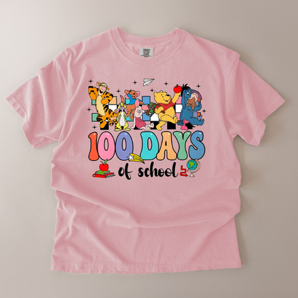 Comfort Colors 100 Days Of School Pooh and Friends T-Shirt