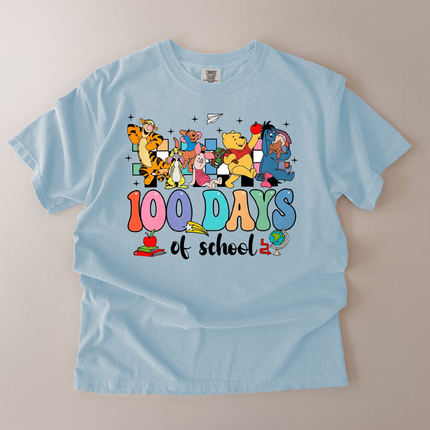 Comfort Colors 100 Days Of School Pooh and Friends T-Shirt