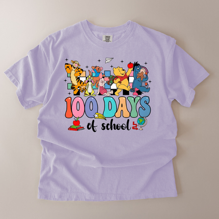 Comfort Colors 100 Days Of School Pooh and Friends T-Shirt