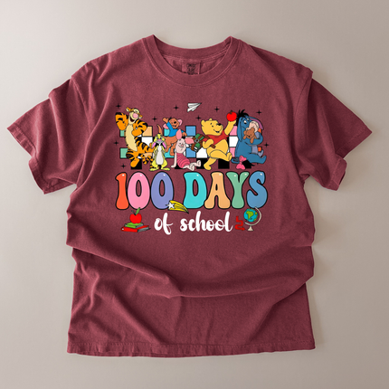 Comfort Colors 100 Days Of School Pooh and Friends T-Shirt