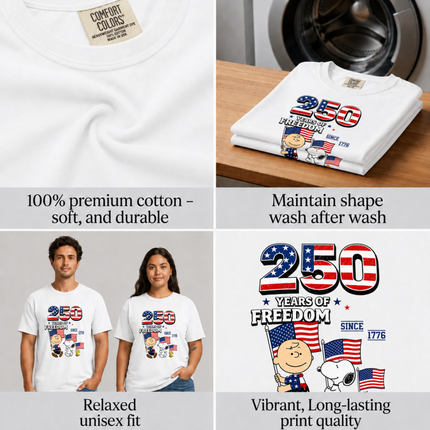 Comfort Colors 250 Years of Freedom Patriotic Friends Flag T-Shirt
