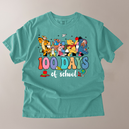 Comfort Colors 100 Days Of School Pooh and Friends T-Shirt