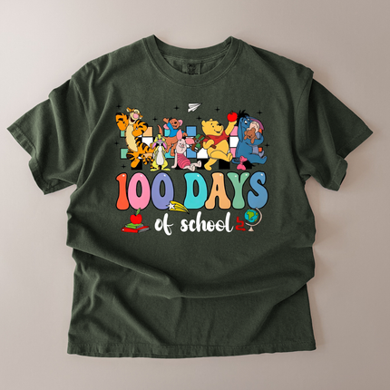 Comfort Colors 100 Days Of School Pooh and Friends T-Shirt