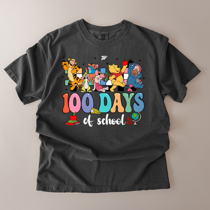Comfort Colors 100 Days Of School Pooh and Friends T-Shirt