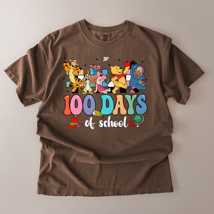 Comfort Colors 100 Days Of School Pooh and Friends T-Shirt