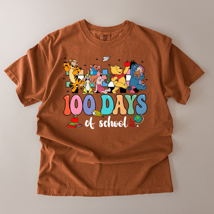 Comfort Colors 100 Days Of School Pooh and Friends T-Shirt