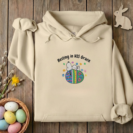 Resting in HIS Grace Embroidered Hoodie