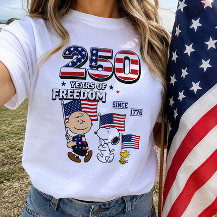 Comfort Colors 250 Years of Freedom Patriotic Friends Flag T-Shirt