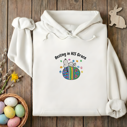 Resting in HIS Grace Embroidered Hoodie