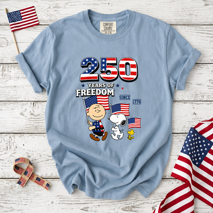 Comfort Colors 250 Years of Freedom Patriotic Friends Flag T-Shirt