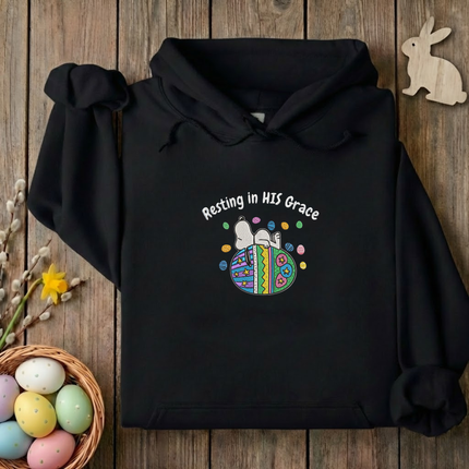 Resting in HIS Grace Embroidered Hoodie