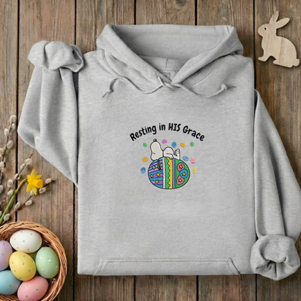 Resting in HIS Grace Embroidered Hoodie