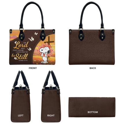 "The Lord Will Fight For Me, I Need Only To Be Still" Christian Leather Handbag