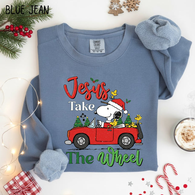 Jesus Takes The Wheel Snoopy Comfort Colors Sweatshirt