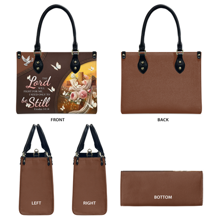 The Lord Will Fight For Me Leather Handbag
