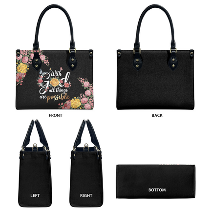 With God All Things Are Possible Leather Handbag