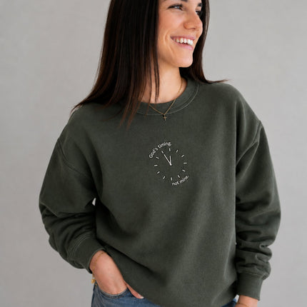God's Timing Not Mine Embroidered Sweatshirt
