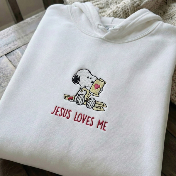 Jesus Loves Me Embroidered Hoodie