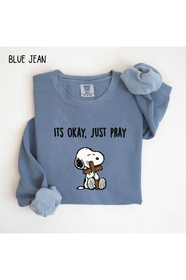 Comfort Colors It's Okay Just Pray Snoopy Christian Sweatshirt