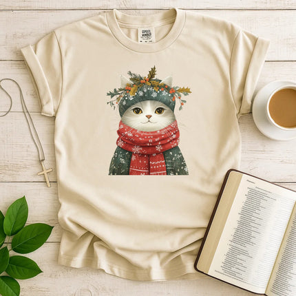 Comfort Colors Festive Cat Christmas T-Shirt