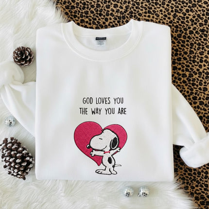 God Loves You The Way You Are Embroidered Sweatshirt