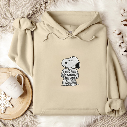 God's Plan Is Worth The Wait Embroidered Hoodie