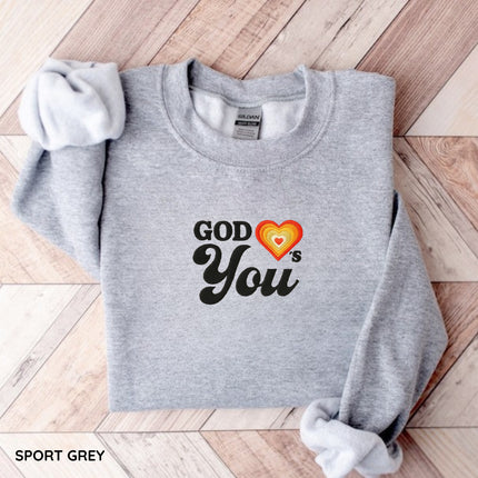God Loves You Embroidery Sweatshirt