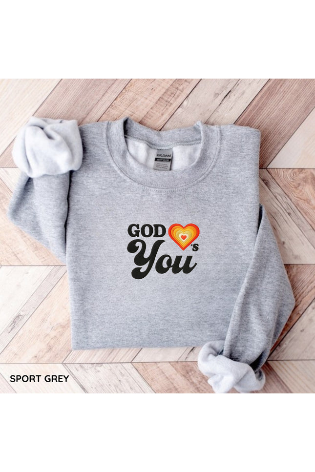 God Loves You Embroidery Sweatshirt