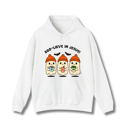 Boo-live in Jesus Cute Ghost Gildan Hoodie
