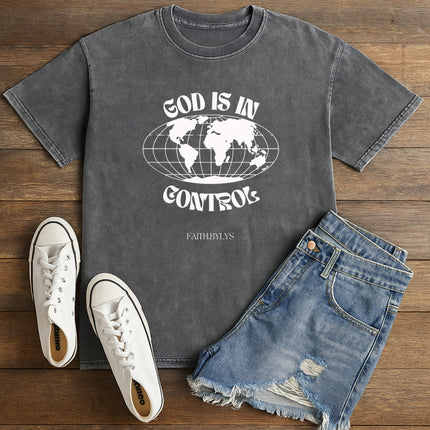 God Is in Control Globe Tee