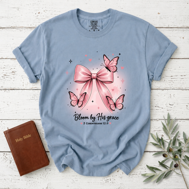 Comfort Colors Bloom by His Grace Coquette Bow T-Shirt