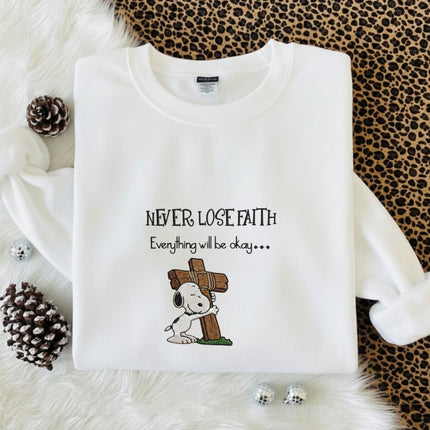 never lose faith Embroidered Sweatshirt