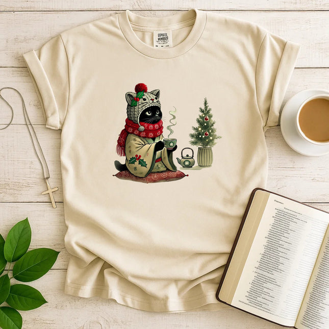 Comfort Colors Cozy Cat With Tea T-Shirt