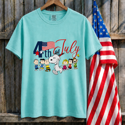 Comfort Colors 4th of July Patriotic Snoopy Friends Parade T-Shirt