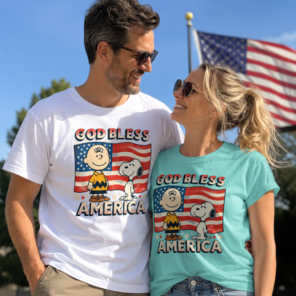 Comfort Colors God Bless America Retro Patriotic Friends T-Shirt