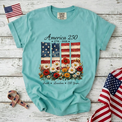 Comfort Colors America 250 Faith & Freedom Floral T-Shirt