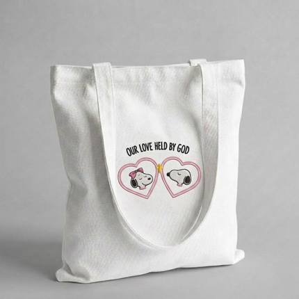 Our love Held by God Embroidered Tote Bag